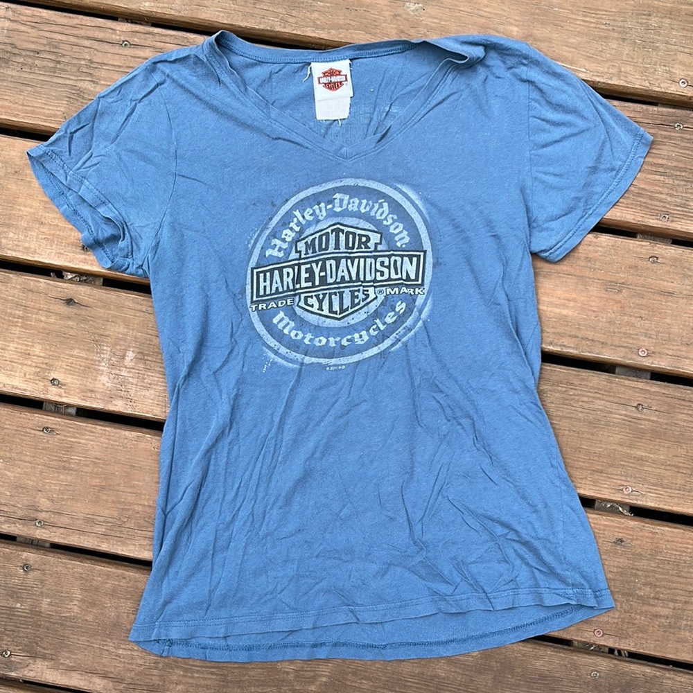 vintage blue harley davidson tee